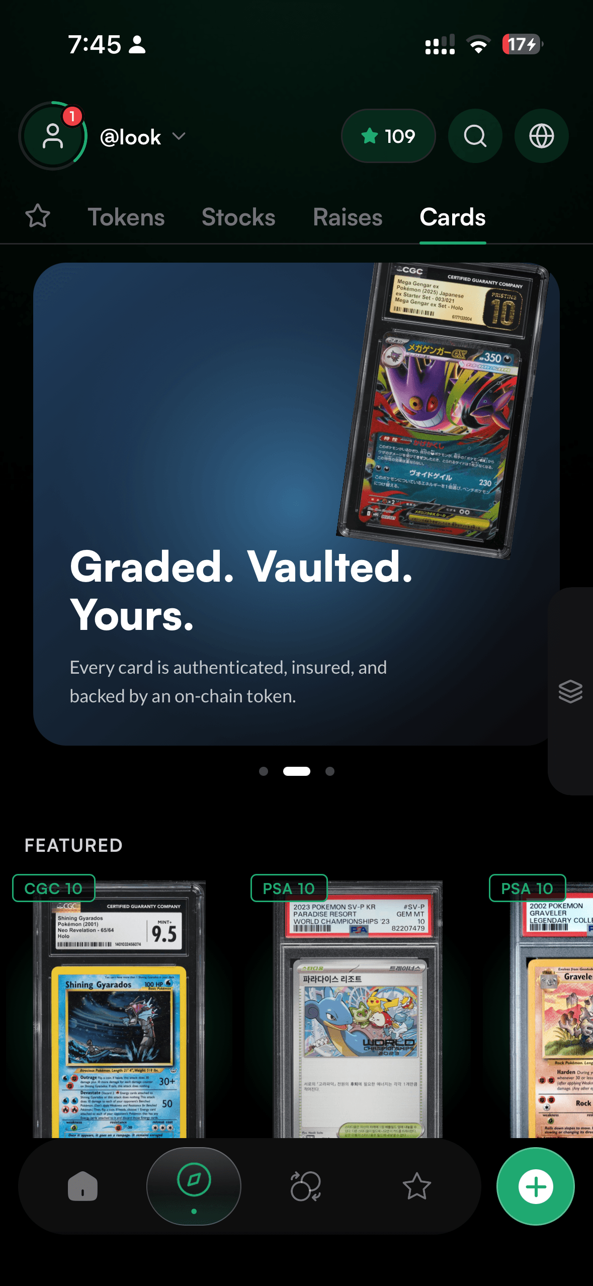 Veilo collector cards screen